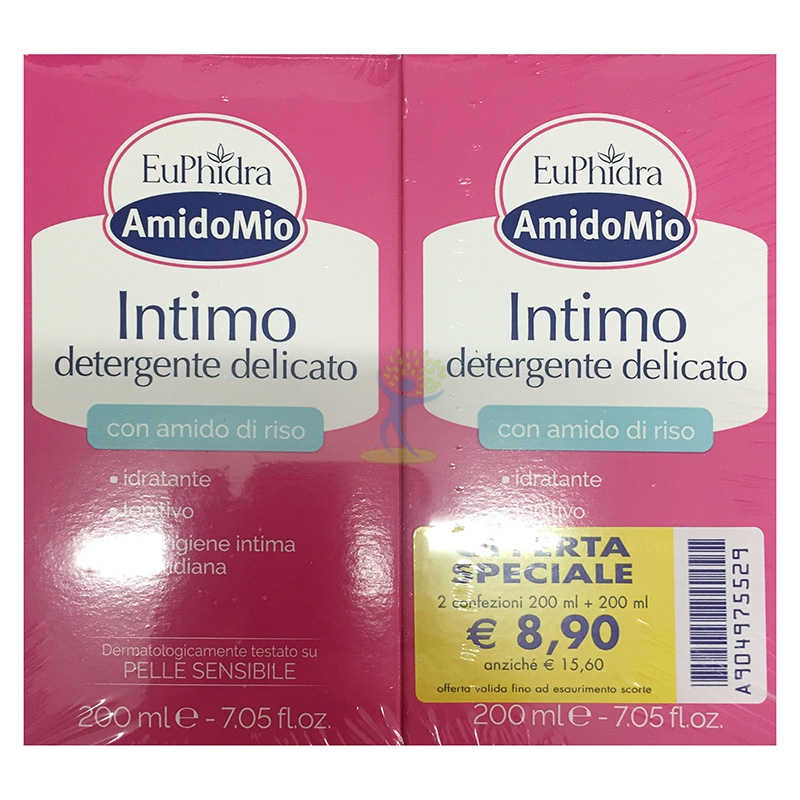 EuPhidra Linea AmidoMio Detergente Intimo Delicato Pelli Sensibili 200 + 200 ml